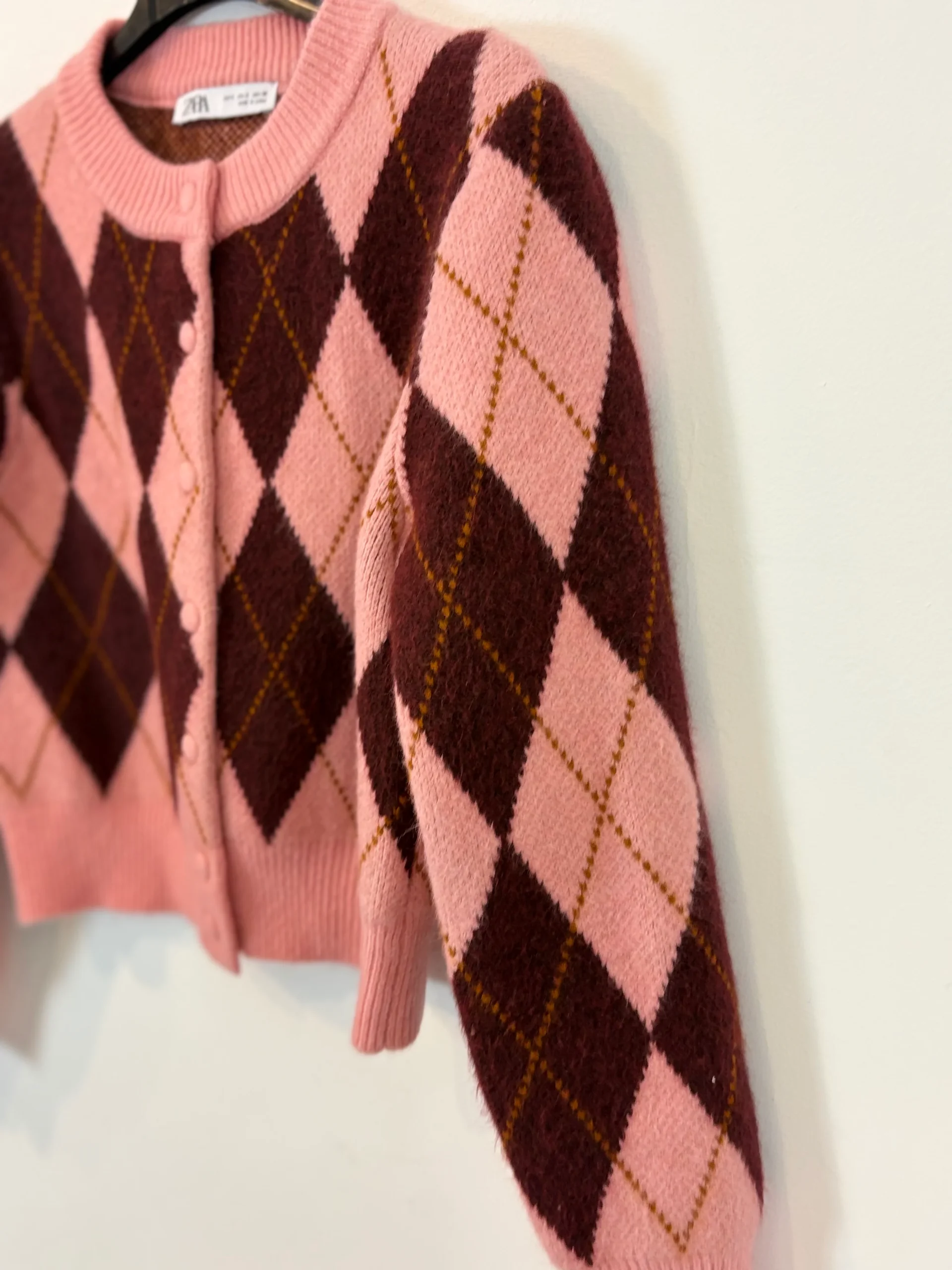 ZARA. Chaqueta punto rombos. T S - Imagen 2