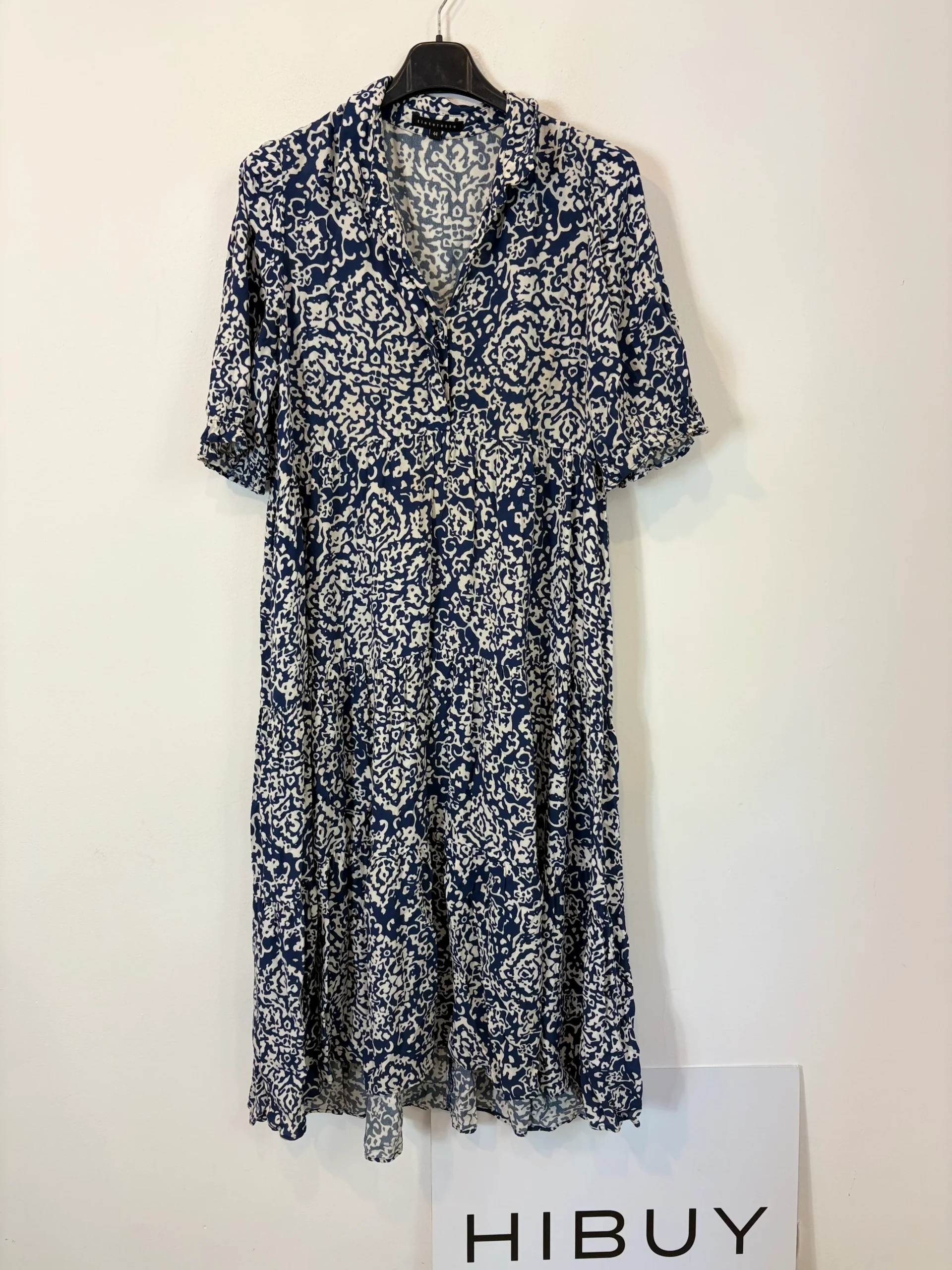 TINTORETTO. Vestido largo azul estampado. T 44 - Imagen 2